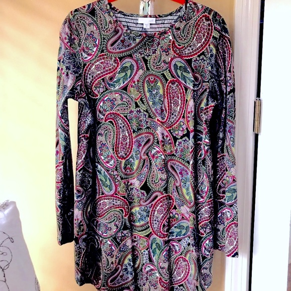 J Jill size S T top tunic pullover Excellent condition red green black - Picture 7 of 8